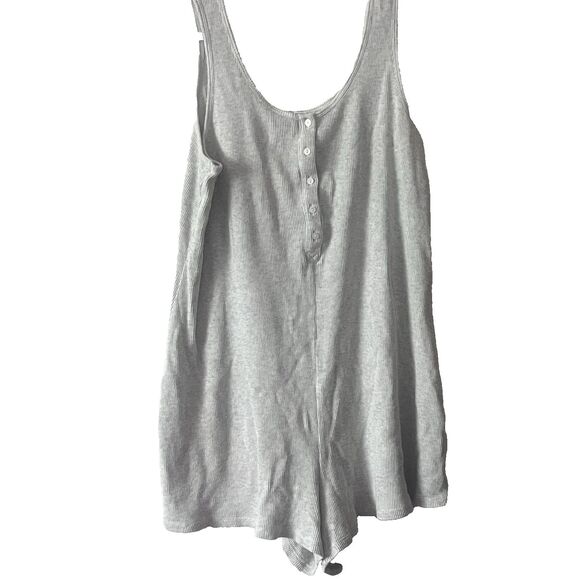 Old Navy Women’s Waffle Knit Lounge Romper Henley Button Placket in Gray XXL - Picture 1 of 5